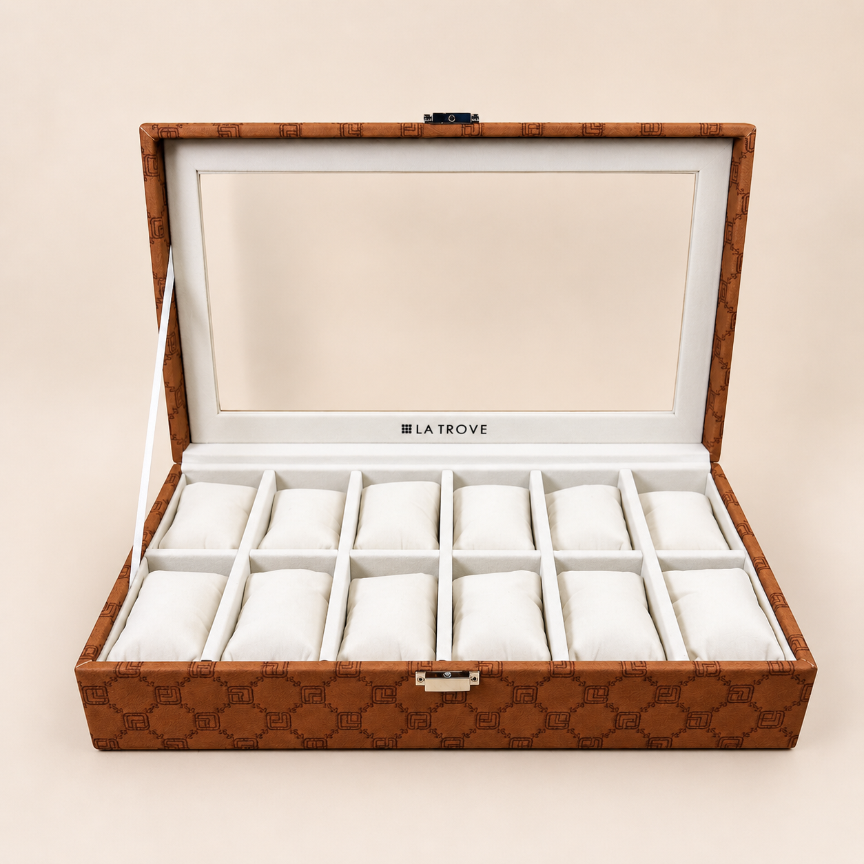 Designer 12-Slot Watch Box with Glass Top