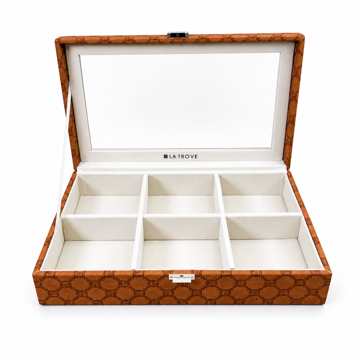 Designer 6 Slot Belt Box With Glass Lid