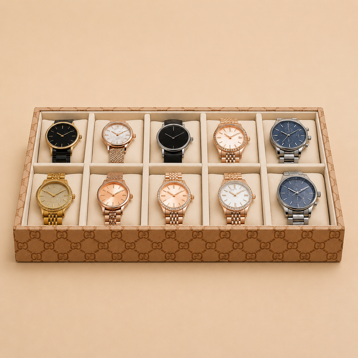 Designer 10-Slot Watch Tray