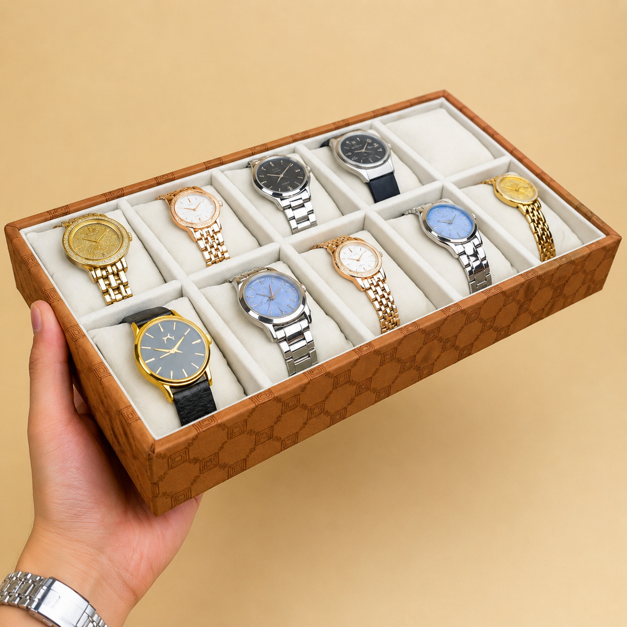Designer 12-Slot Watch Tray