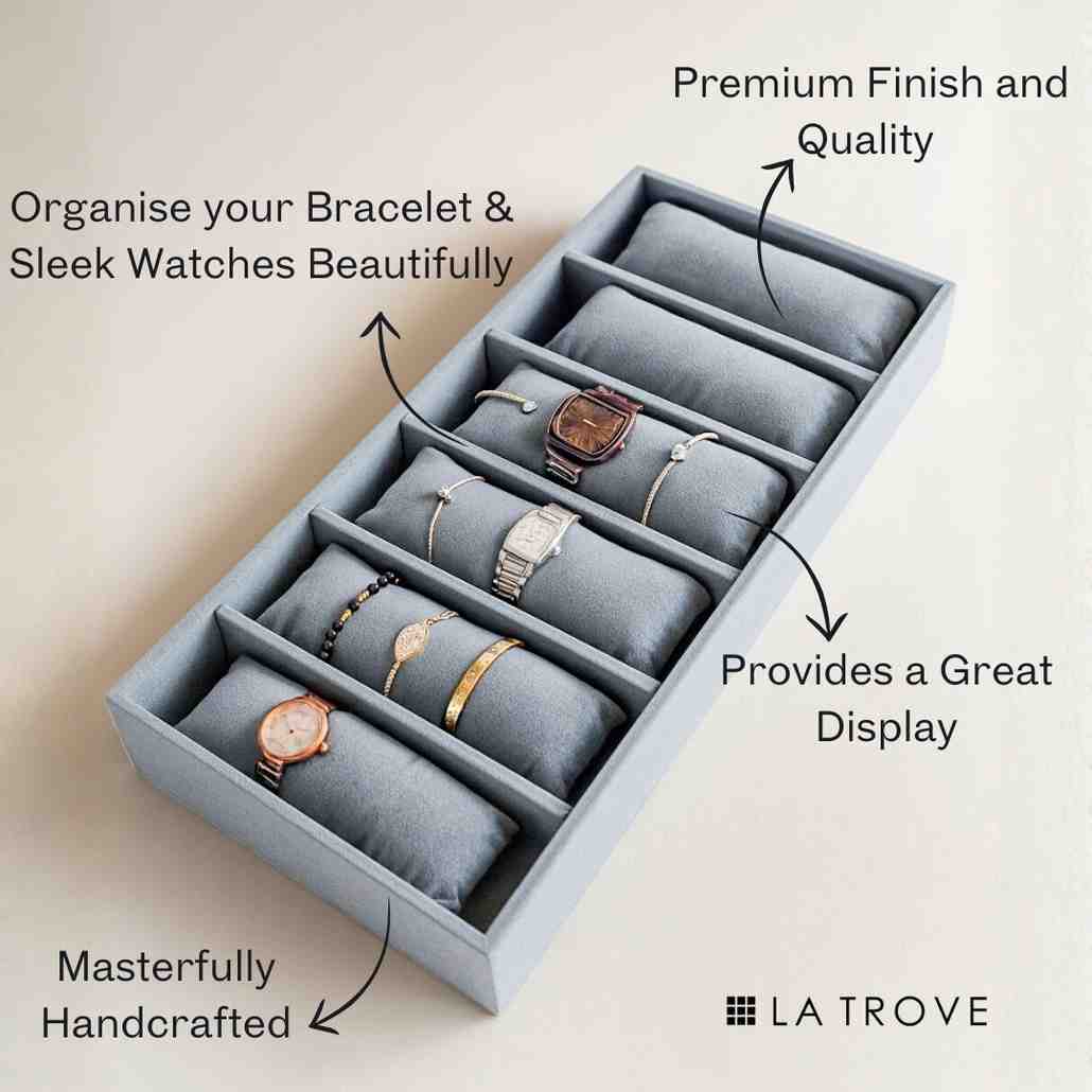 6 Slot Velvet Organiser Tray with Pillows