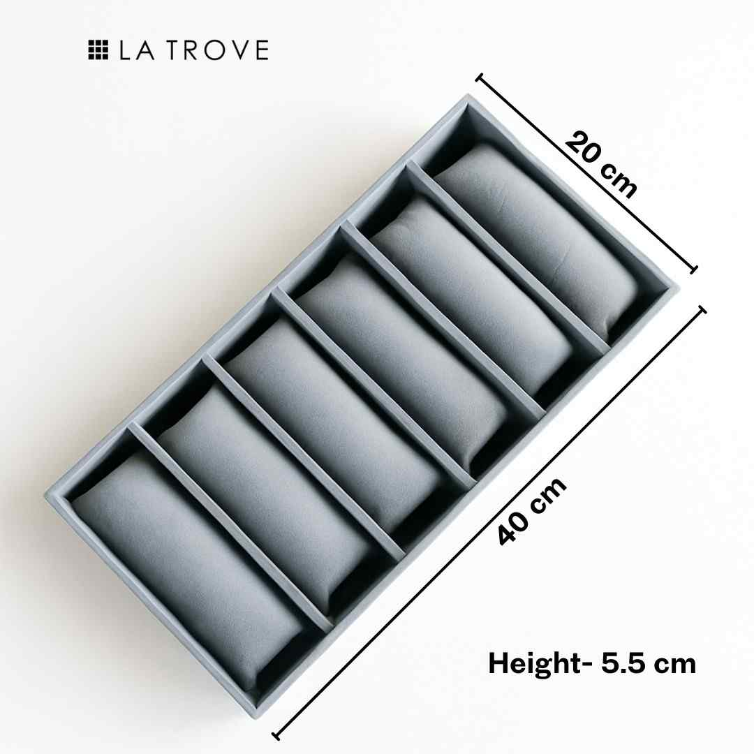 6 Slot Velvet Organiser Tray with Pillows