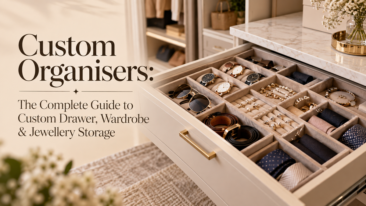 Custom drawer organisers for wardrobe and jewellery storage