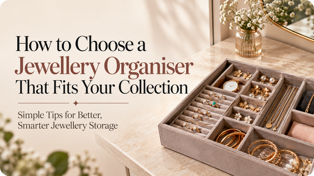 Jewellery organiser guide showing how to choose storage for different jewellery collections