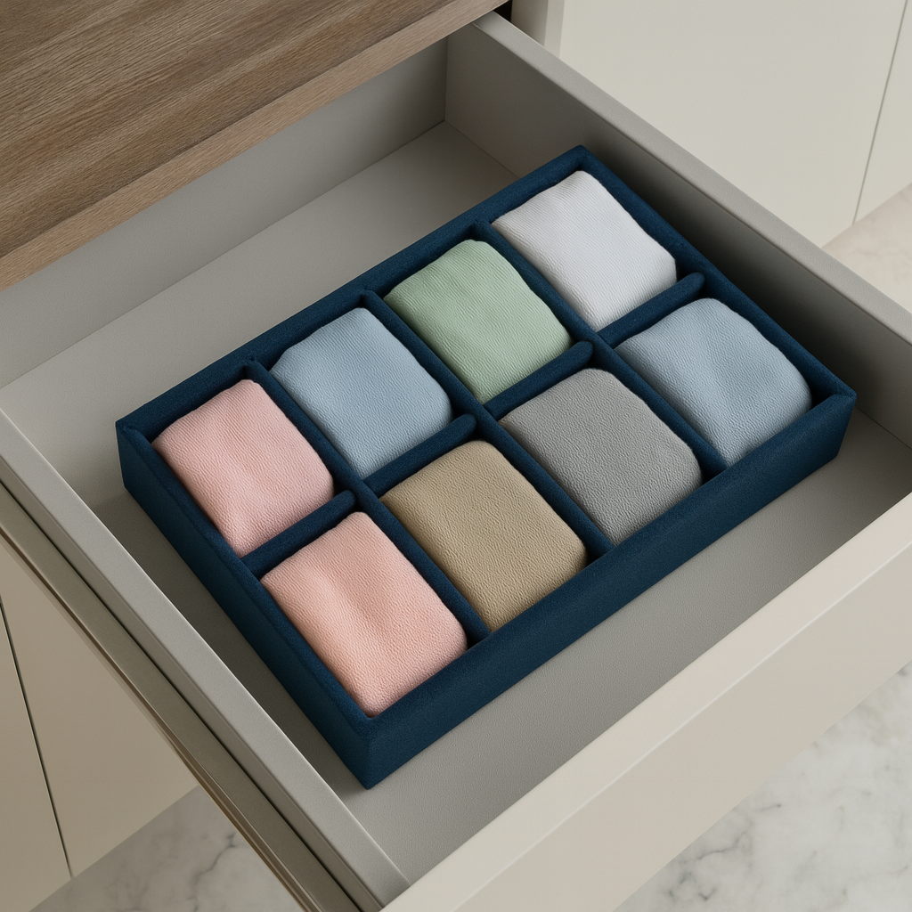 8 Slot Socks Organiser Tray – Premium Wardrobe Drawer Divider by La Trove.