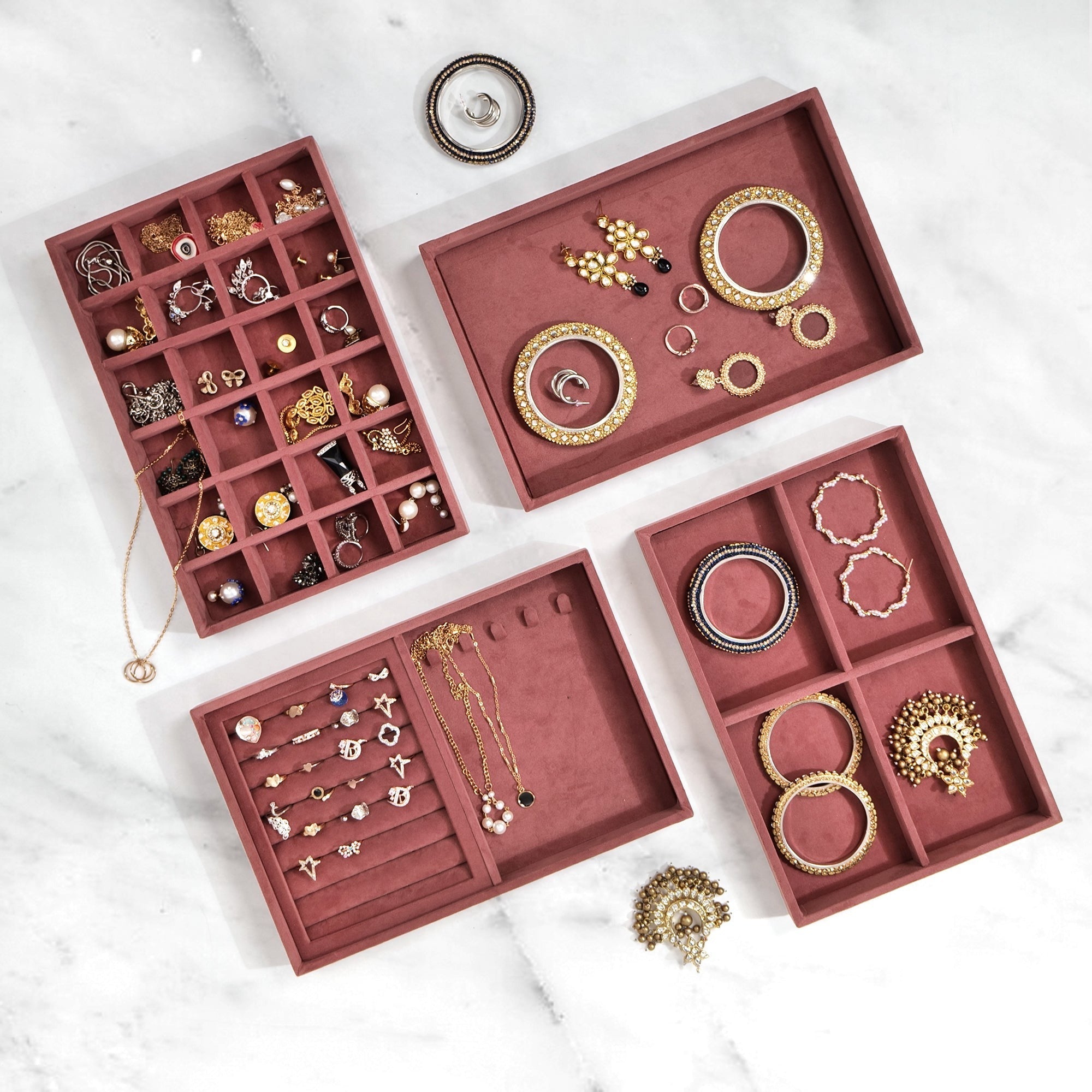 velvet jewellery tray premium organiser with multiple compartments
