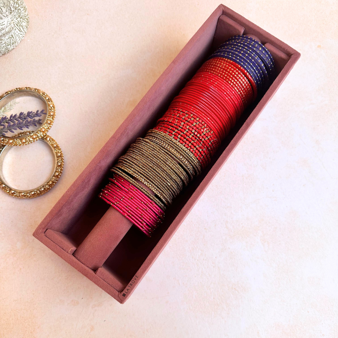 Cream bangle single rod organiser tray with soft velvet lining