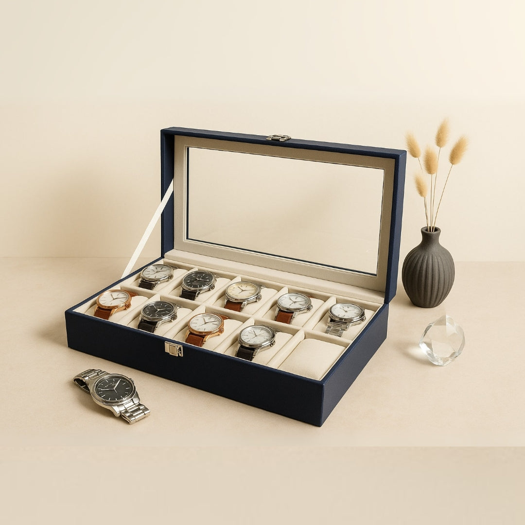 TBT 10 Slot Watch Box With Glass Top