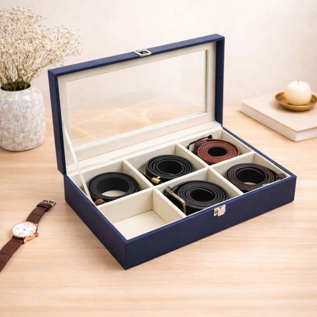 TBT Belt Organiser Box With Glass Top