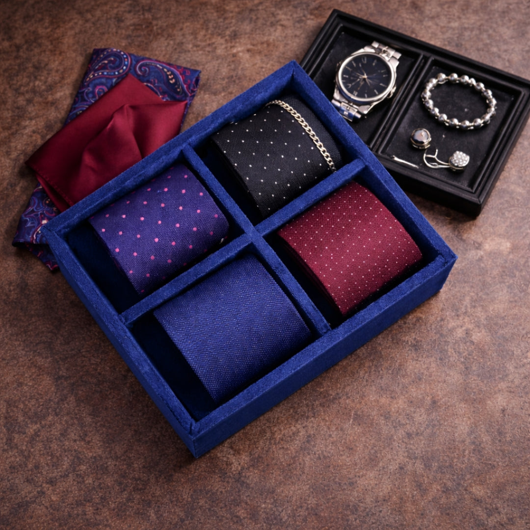 4 Slot Tie & Pocket Square Tray