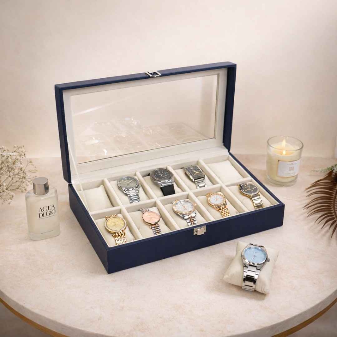 TBT 10 Slot Watch Box With Glass Top