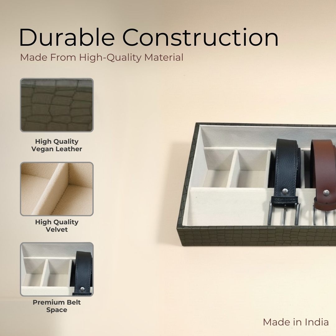 5 Slot Luxury Vegan Leather Belt Tray