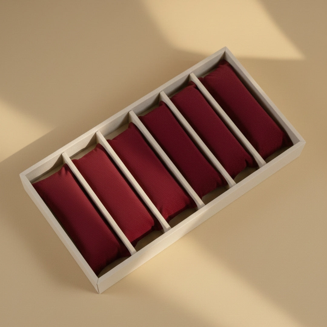 6 Slot Velvet Bracelet Organiser Tray with Pillow Cushions