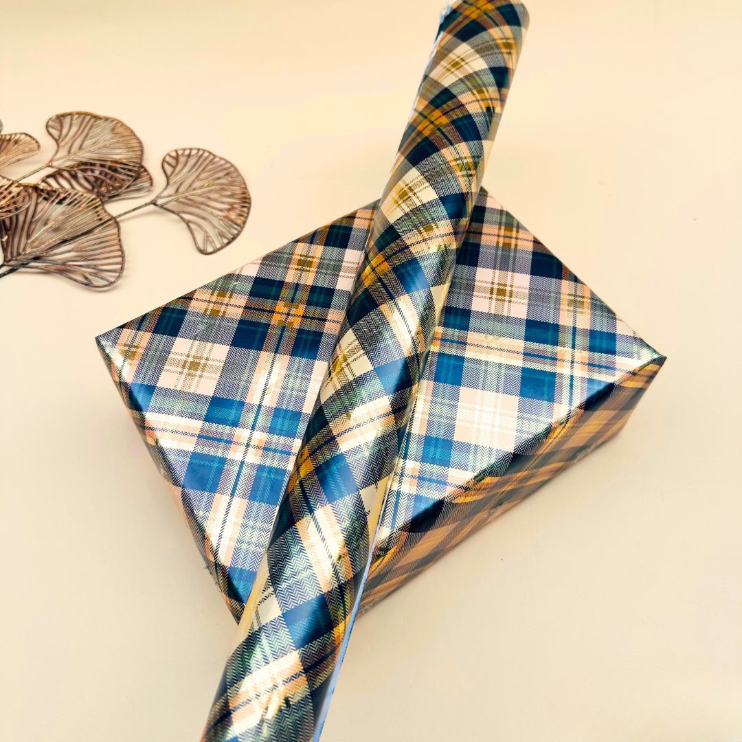 Premium check pattern wrapping paper sheets.
