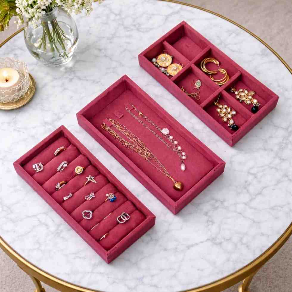 Ring, 6 Grid & Chain Jewellery Tray Organizer