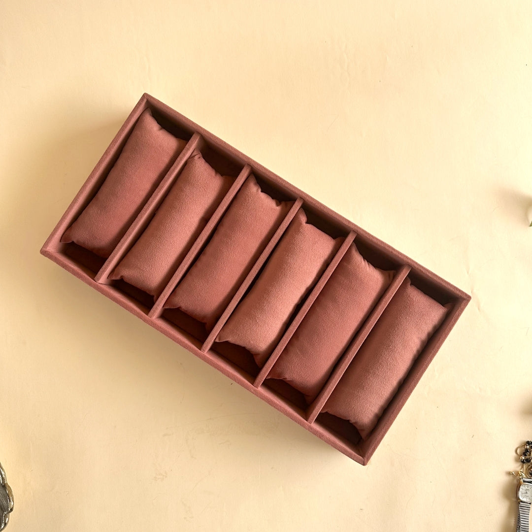 6 Slot Velvet Bracelet Organiser Tray with Pillow Cushions