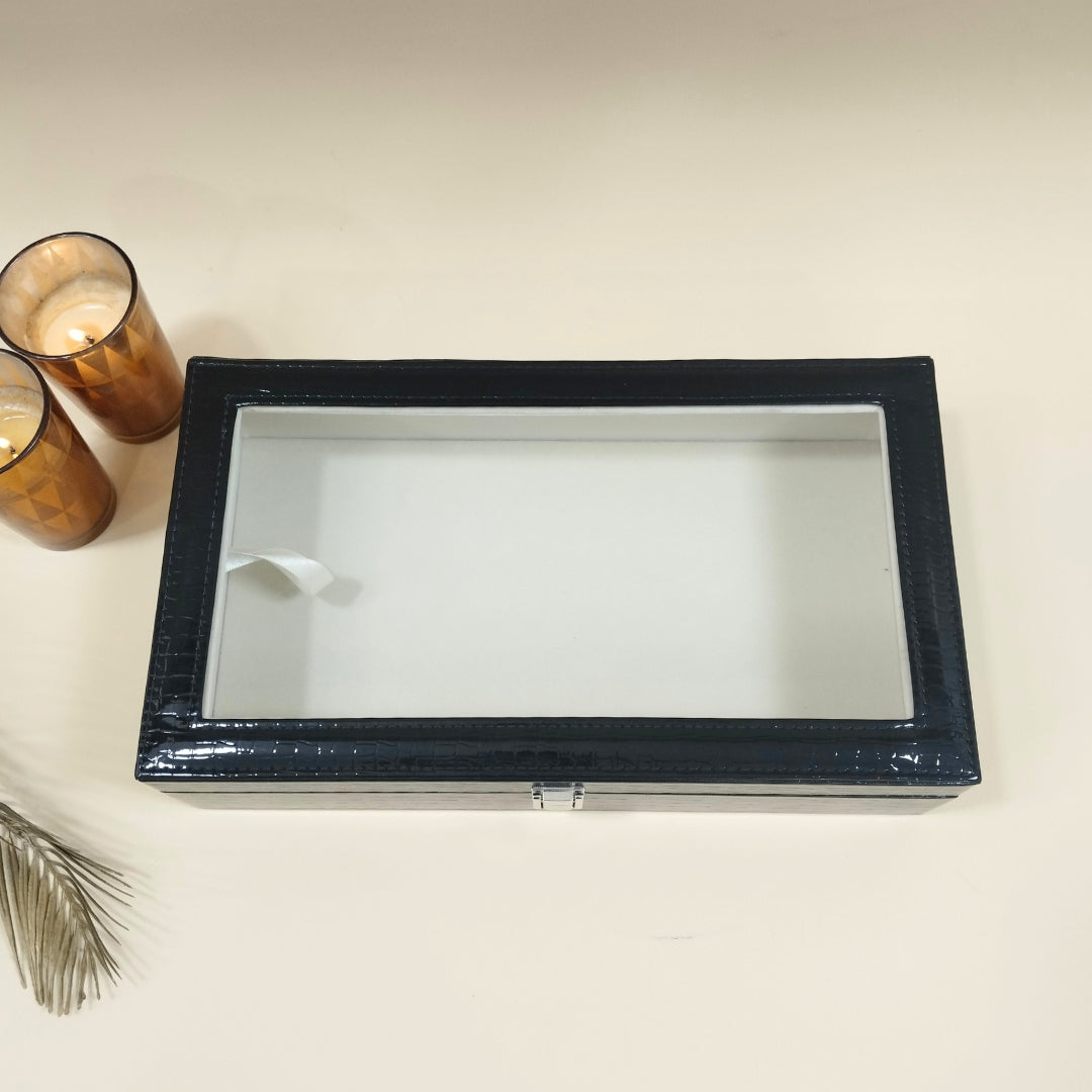 Plain Jewellery & Accessory Organiser Box with Glass Lid