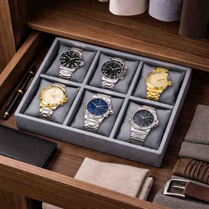 TBT 6 Slot Watch Tray – Refined Watch Storage for Modern Wardrobes