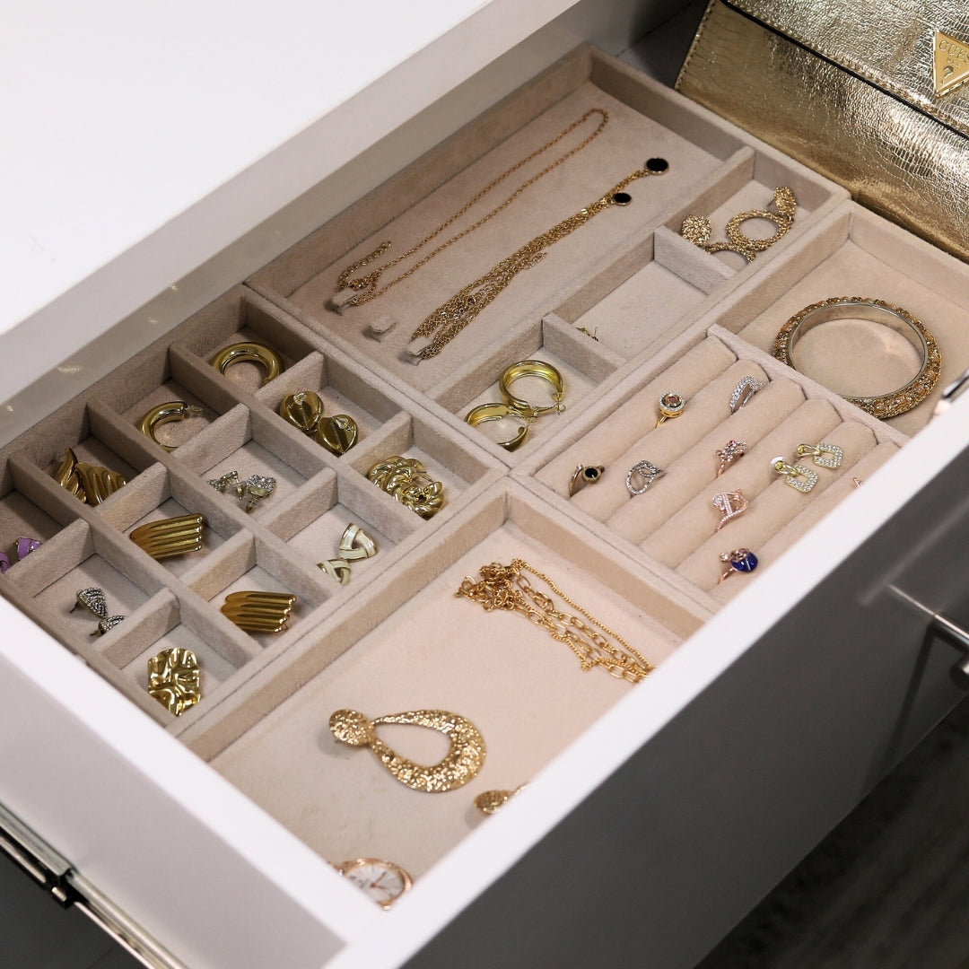 TBT Set of 4 Suede Drawer Jewelry Organizer Trays