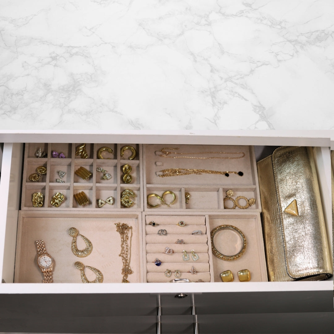 TBT Set of 4 Suede Drawer Jewelry Organizer Trays