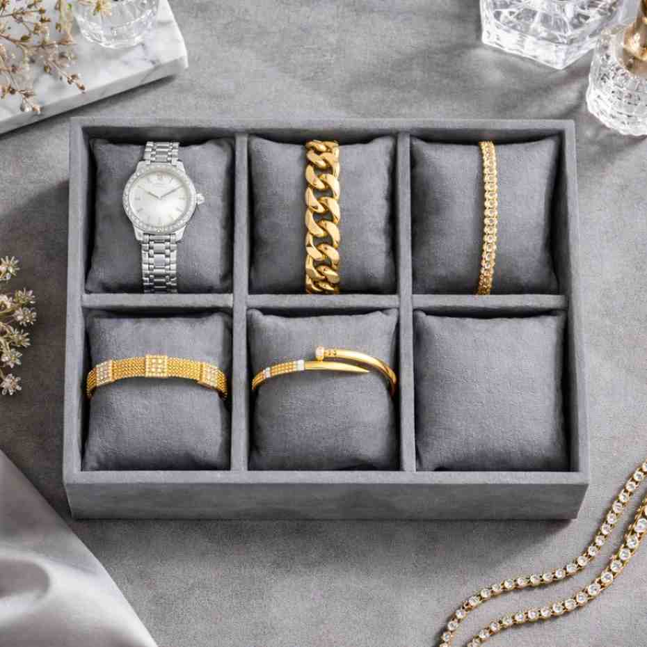 TBT 6 Slot Bracelet Tray Refined Jewellery Organisation for Modern Wardrobes