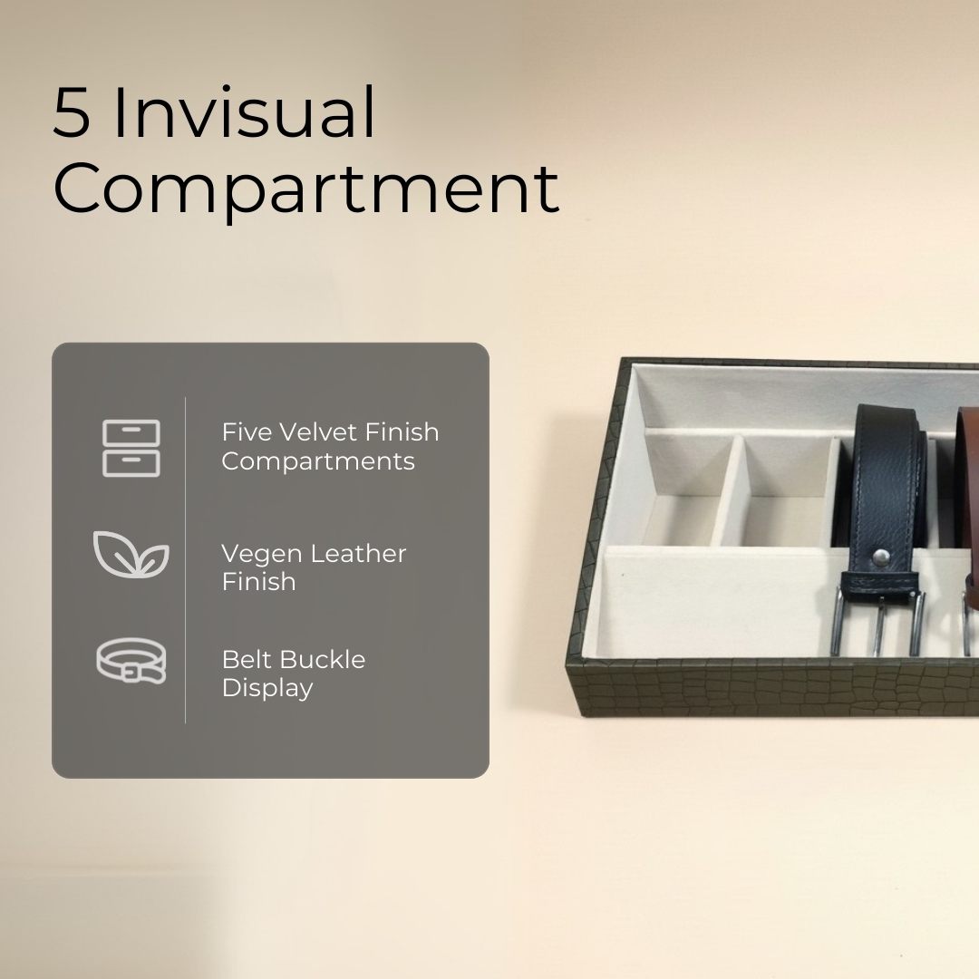 5 Slot Luxury Vegan Leather Belt Tray