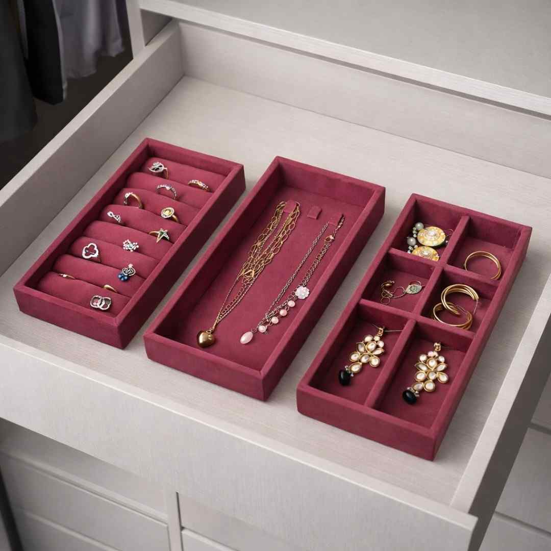 Ring, 6 Grid & Chain Jewellery Tray Organizer