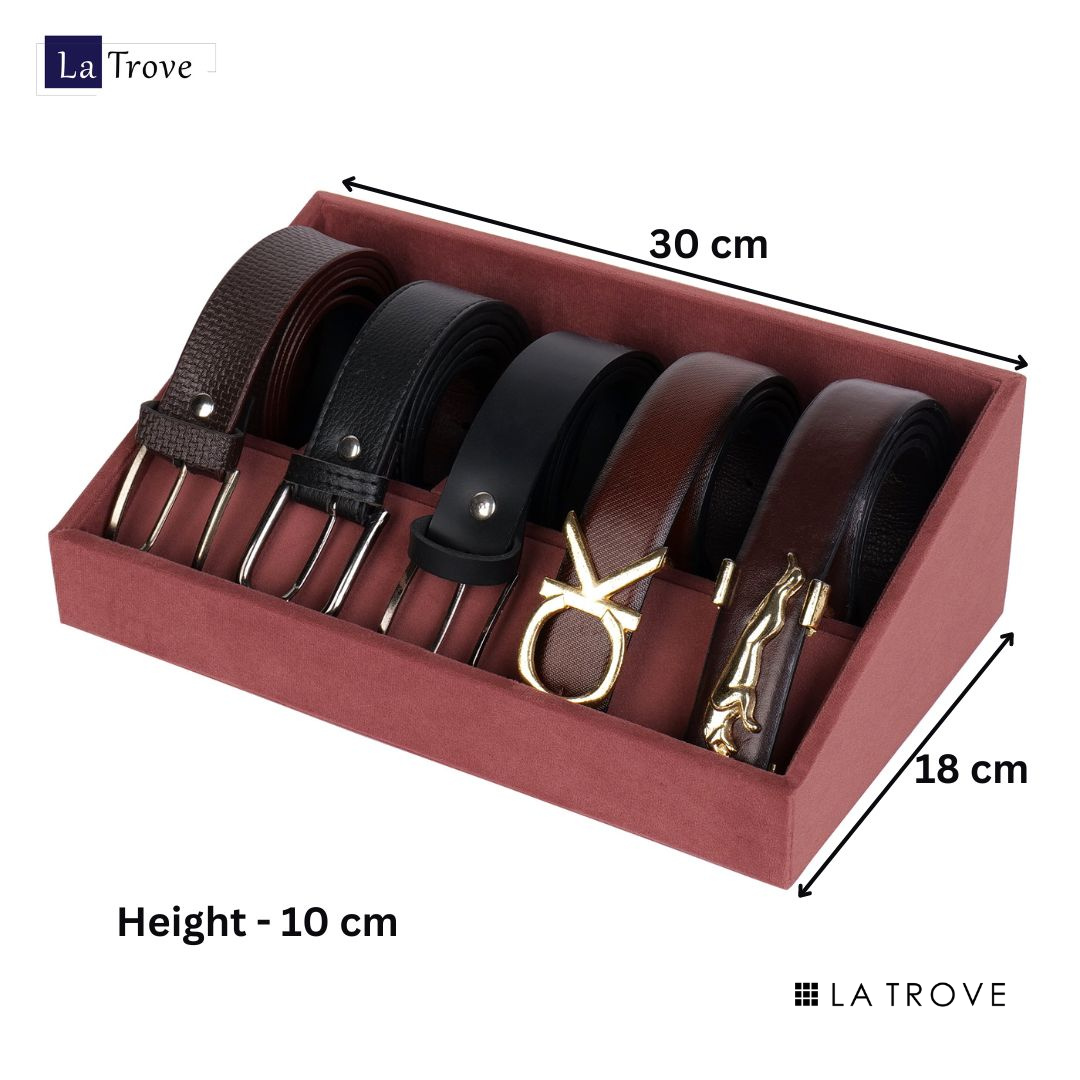 5 Slot Luxury Velvet Belt Tray
