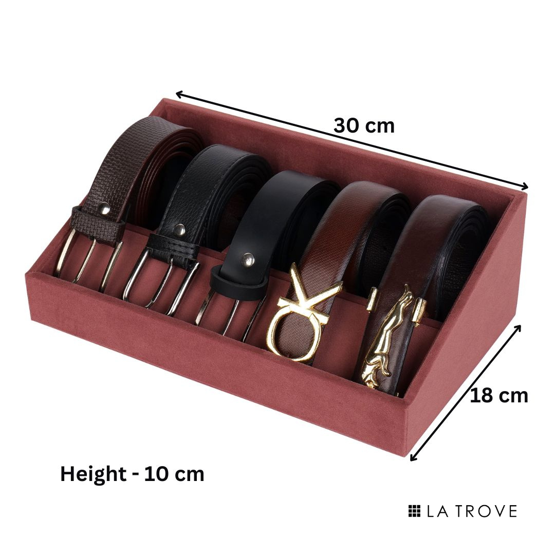 5 Slot Luxury Velvet Belt Tray