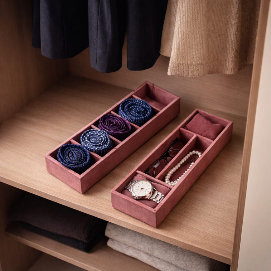 Tie, Sunglass & Watch Organiser Tray – 5 Slot Tie, 2 Sunglass & 2 Watch Storage
