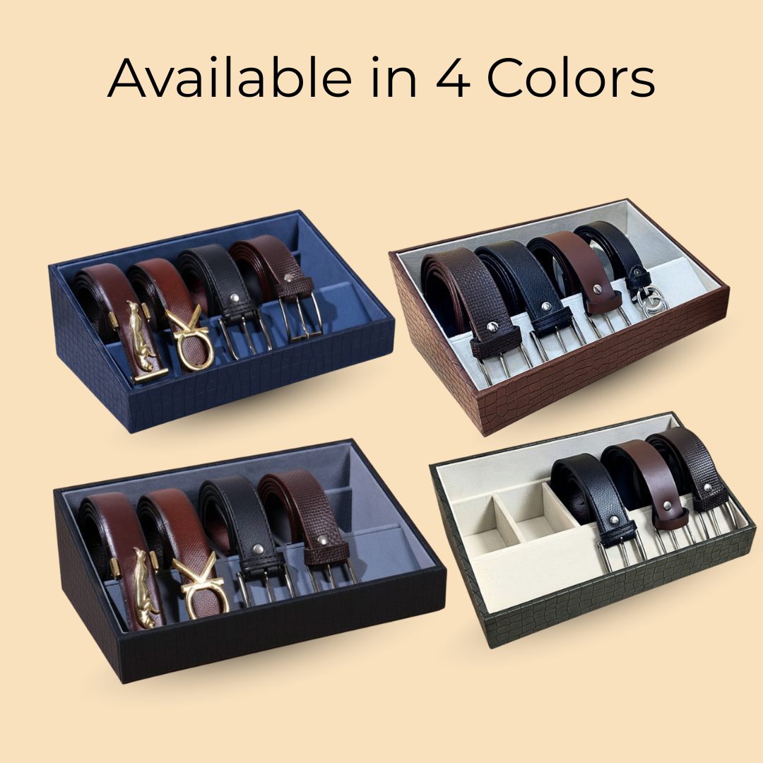 5 Slot Luxury Vegan Leather Belt Tray