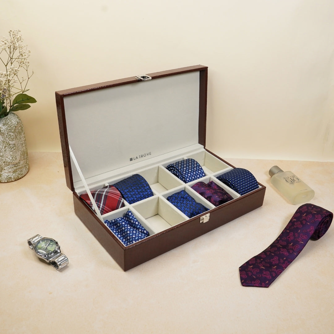 10 Slot Tie & Pocket Square Box