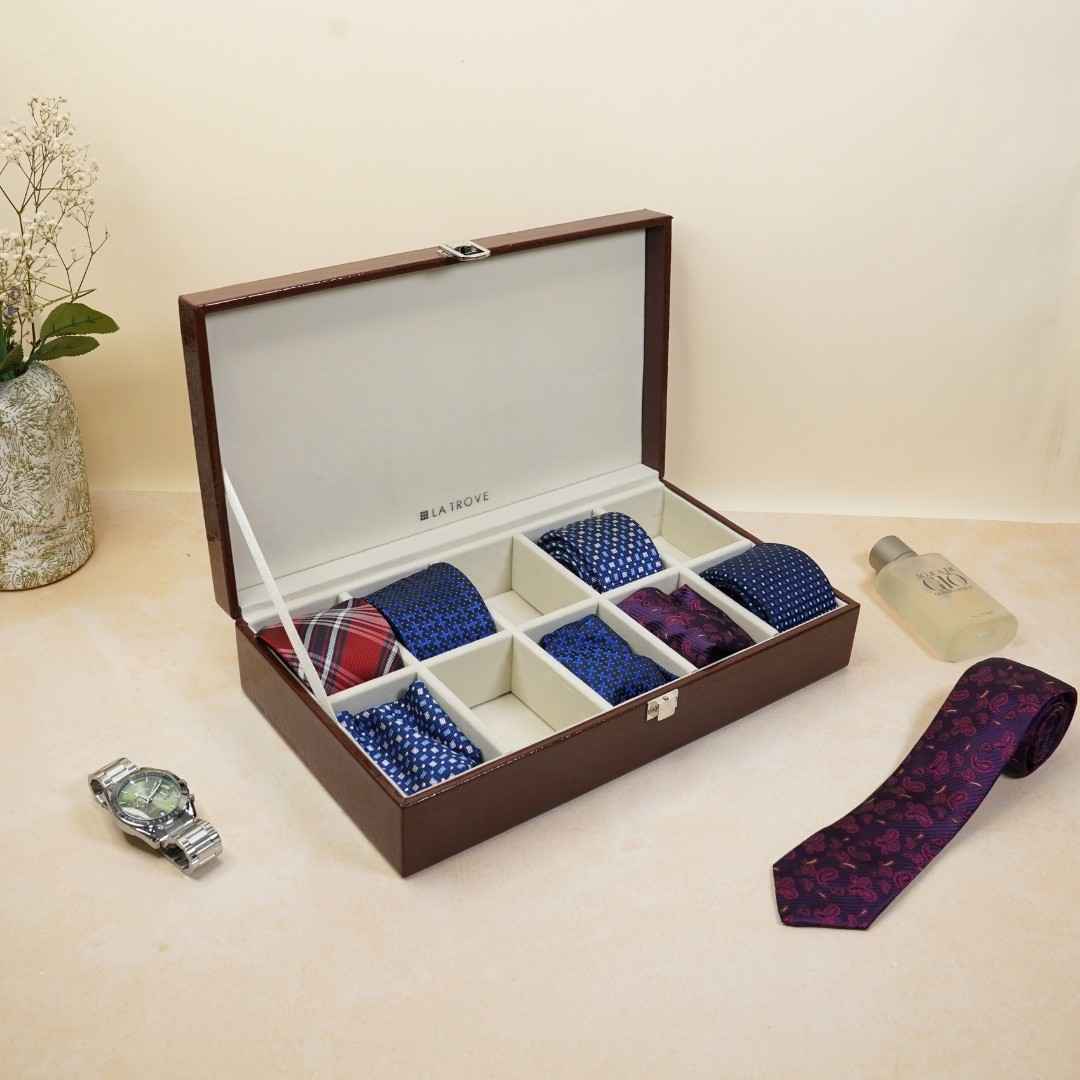 10 Slot Tie & Pocket Square Box