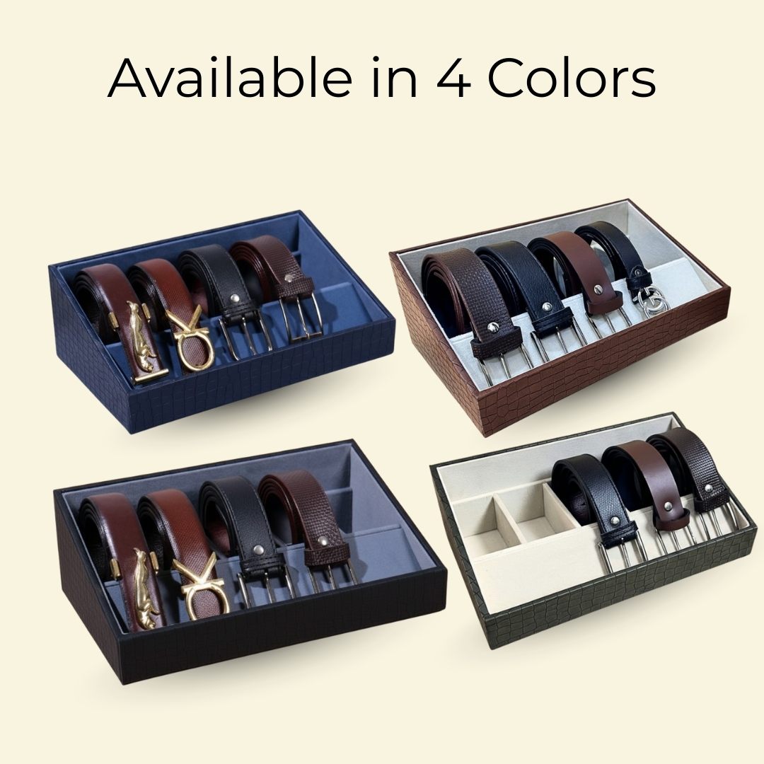 5 Slot Luxury Vegan Leather Belt Tray