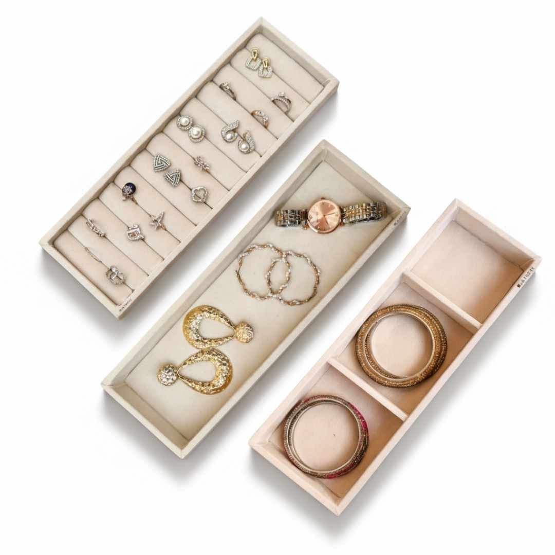 Jewellery Tray Combo – Ring, 3 Grid & Plain Organiser
