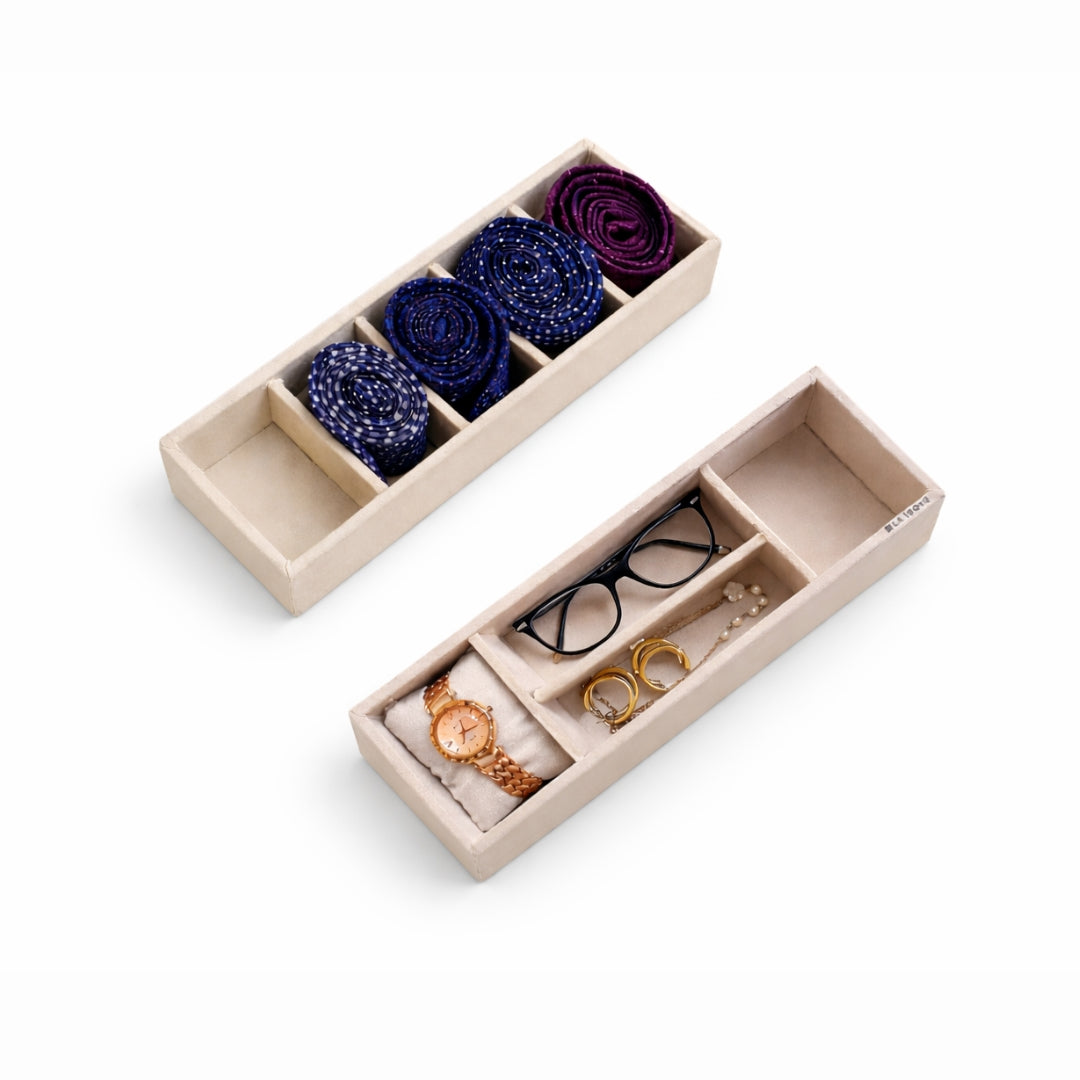 Tie, Sunglass & Watch Organiser Tray – 5 Slot Tie, 2 Sunglass & 2 Watch Storage