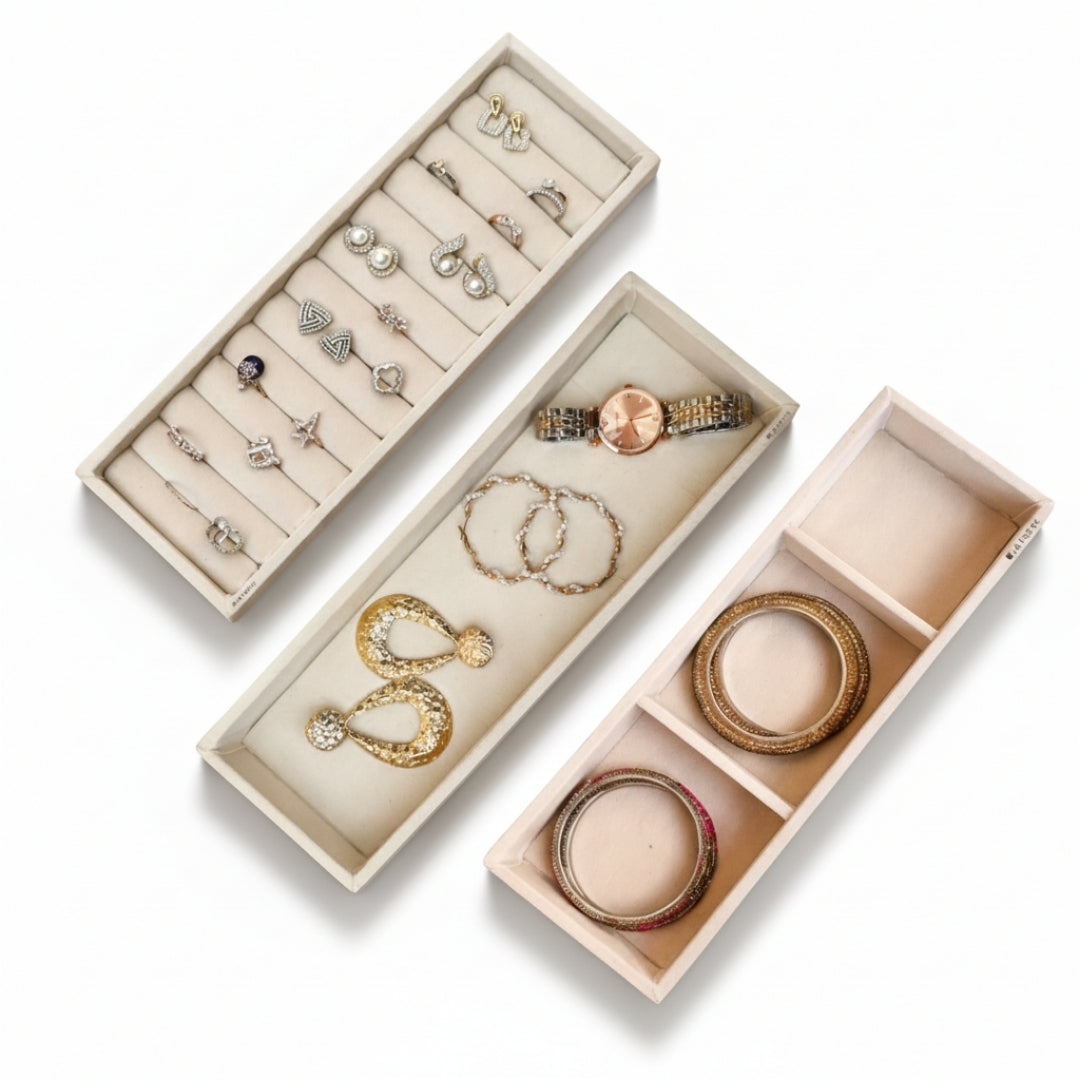 Jewellery Tray Combo – Ring, 3 Grid & Plain Organiser