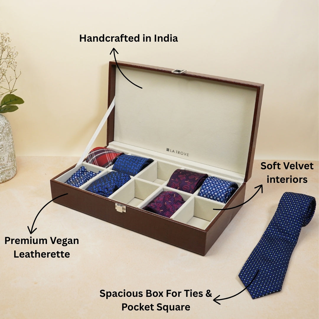 10 Slot Tie & Pocket Square Box