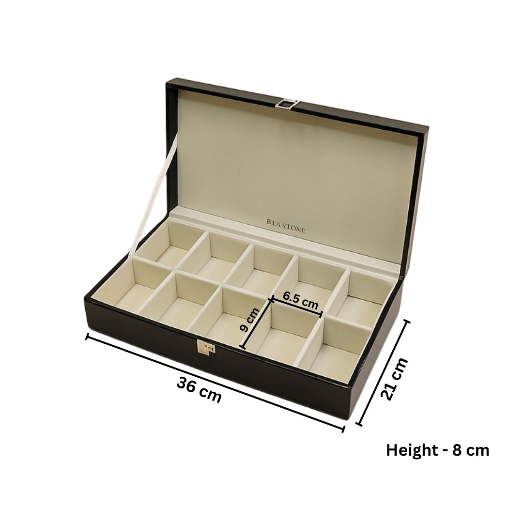 La Trove Tie & Pocket Square Organizer Tray - Drawer Storage Display With 8 Slots, Velvet Lining (30x20x5cm)
