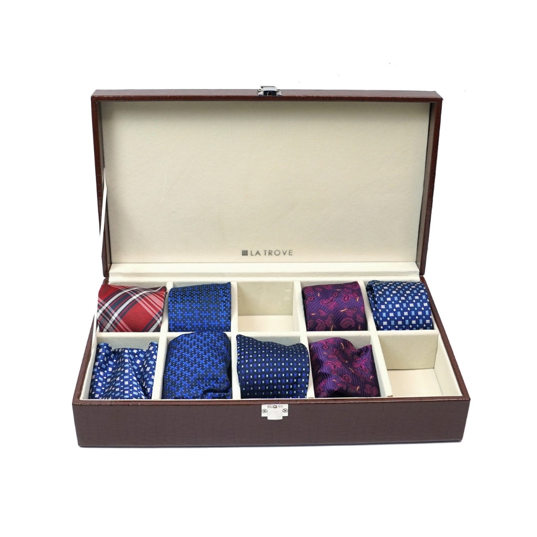 10 Slot Tie & Pocket Square Box
