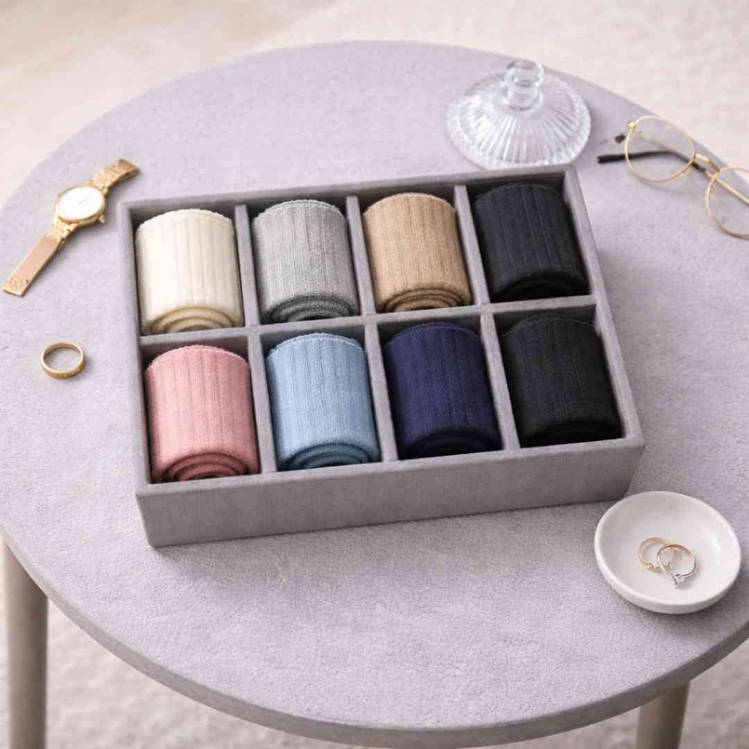 TBT 8 Slot Socks Tray for Everyday Wardrobe Organisation
