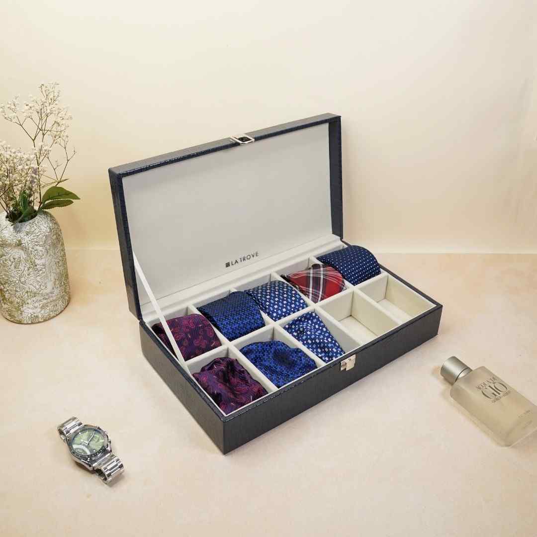 10 Slot Tie & Pocket Square Box