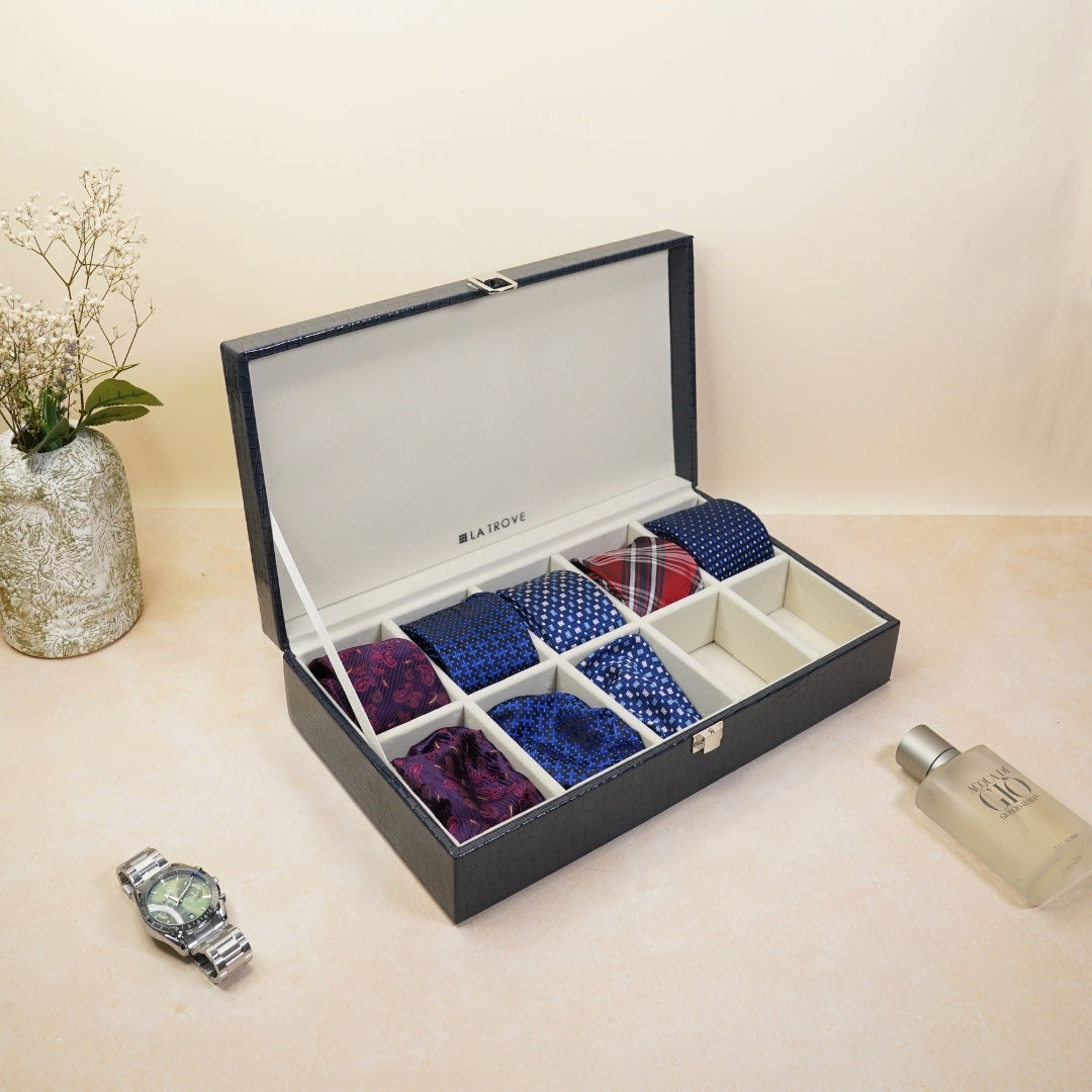 10 Slot Tie & Pocket Square Box