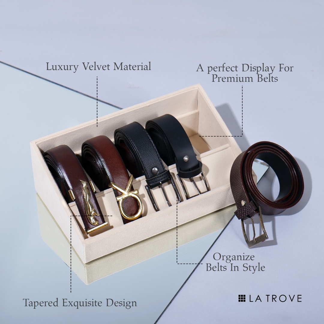5 Slot Luxury Velvet Belt Tray