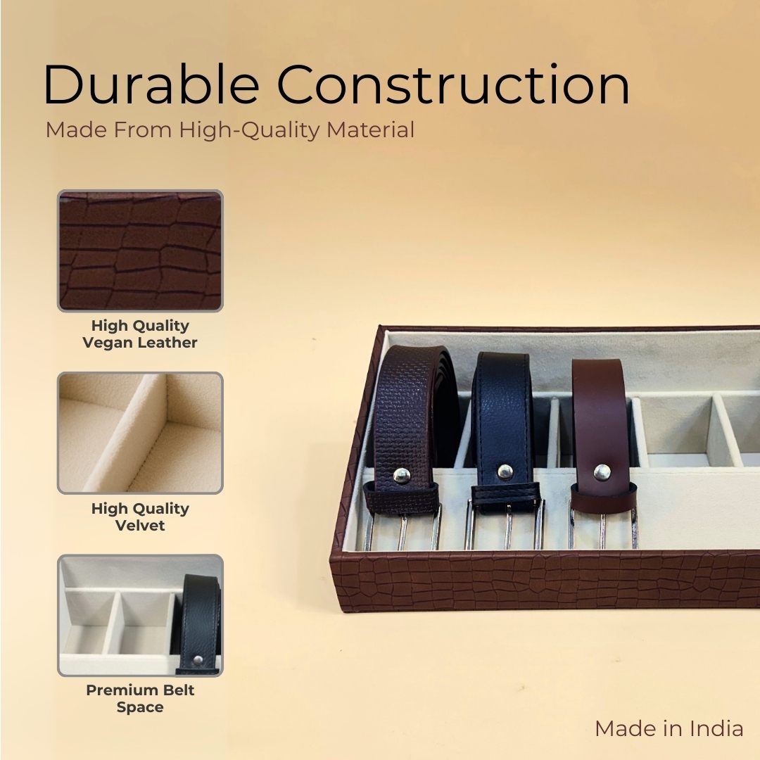 5 Slot Luxury Vegan Leather Belt Tray
