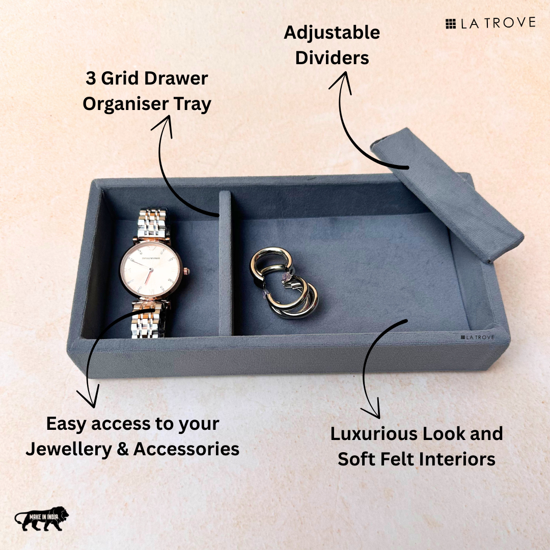 3 Grid Mini Jewellery Tray Organiser