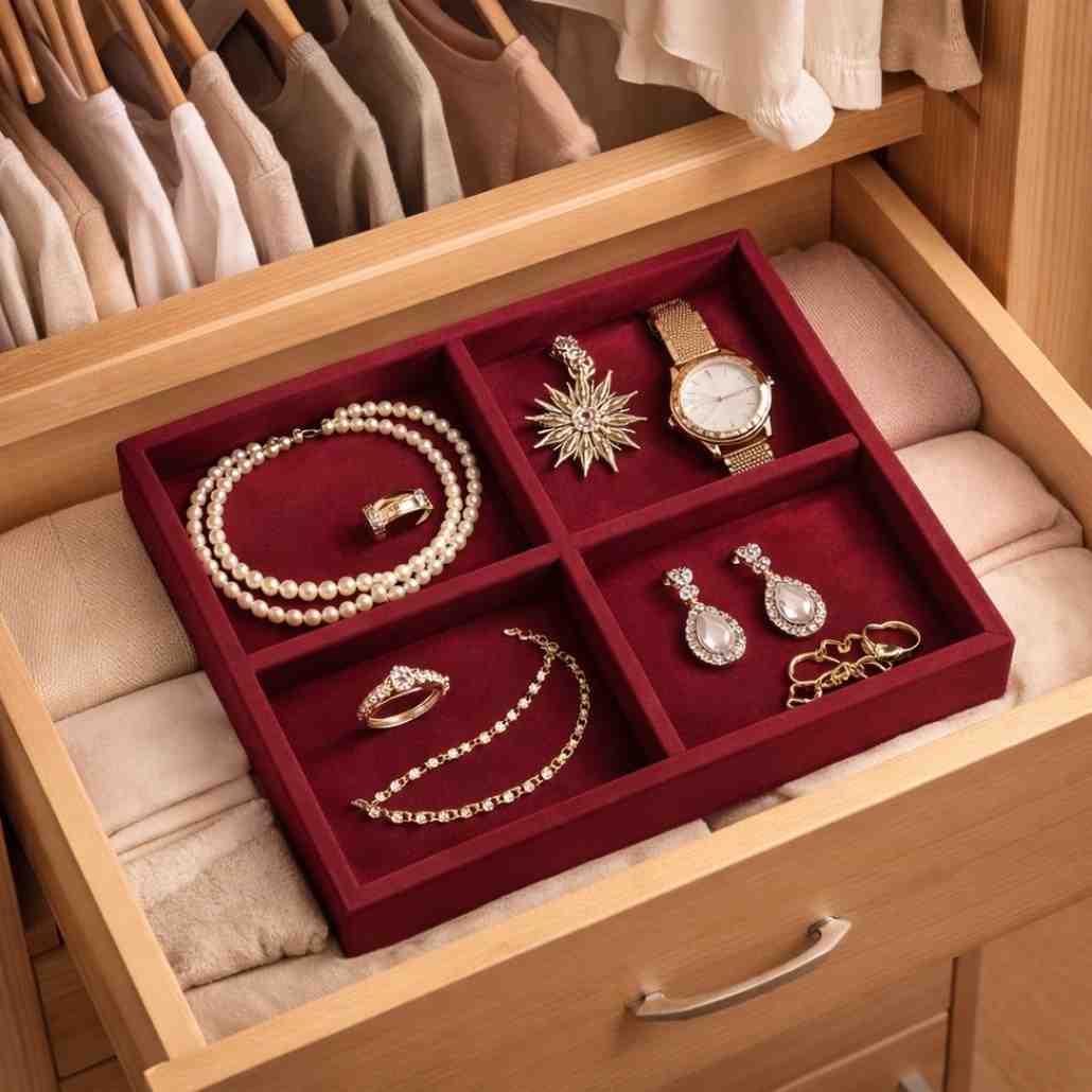 Luxury Small 4 Grids Jewellery Tray