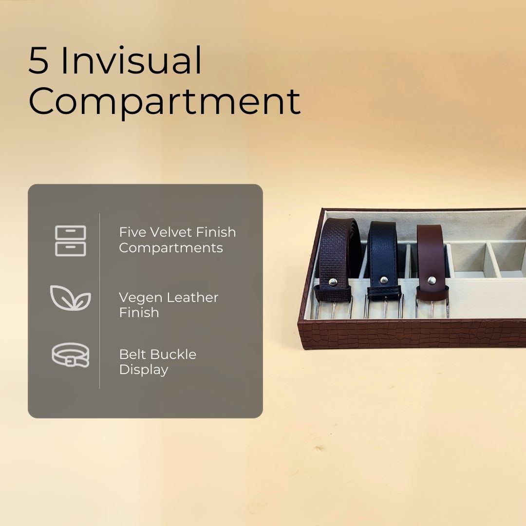 5 Slot Luxury Vegan Leather Belt Tray