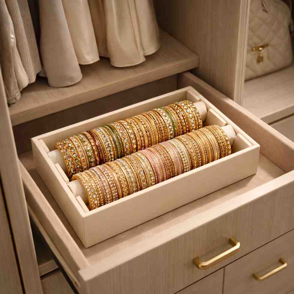 Double Rod Bangle Box – Elegant Storage for Bangles, Bracelets & Kada