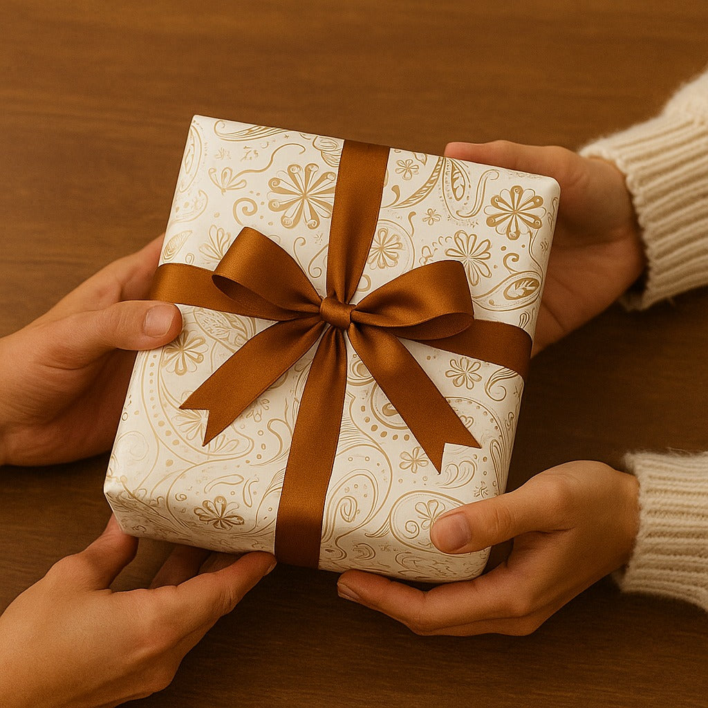 Flower Gold & White Base Packing Paper – Elegant Floral Gift Wrap